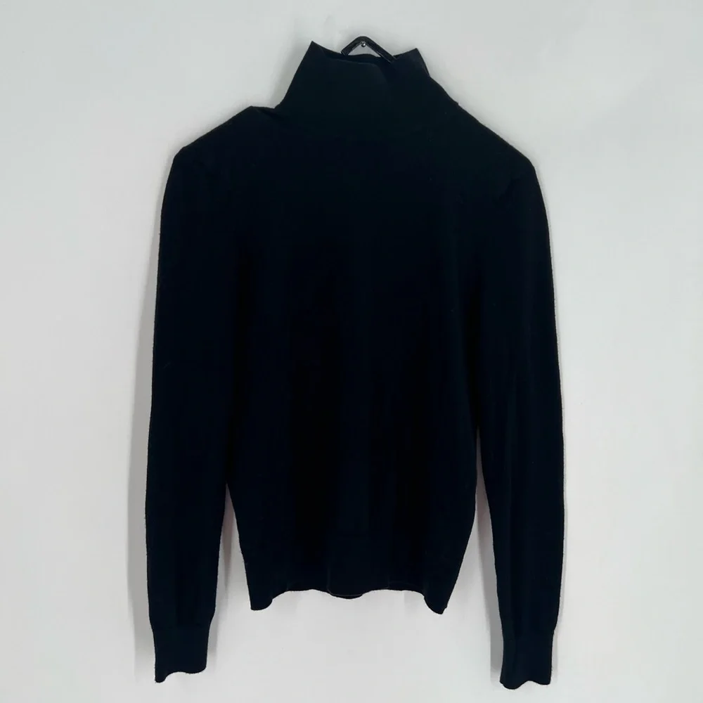 Theory Black Wool Blend Turtleneck Sweater